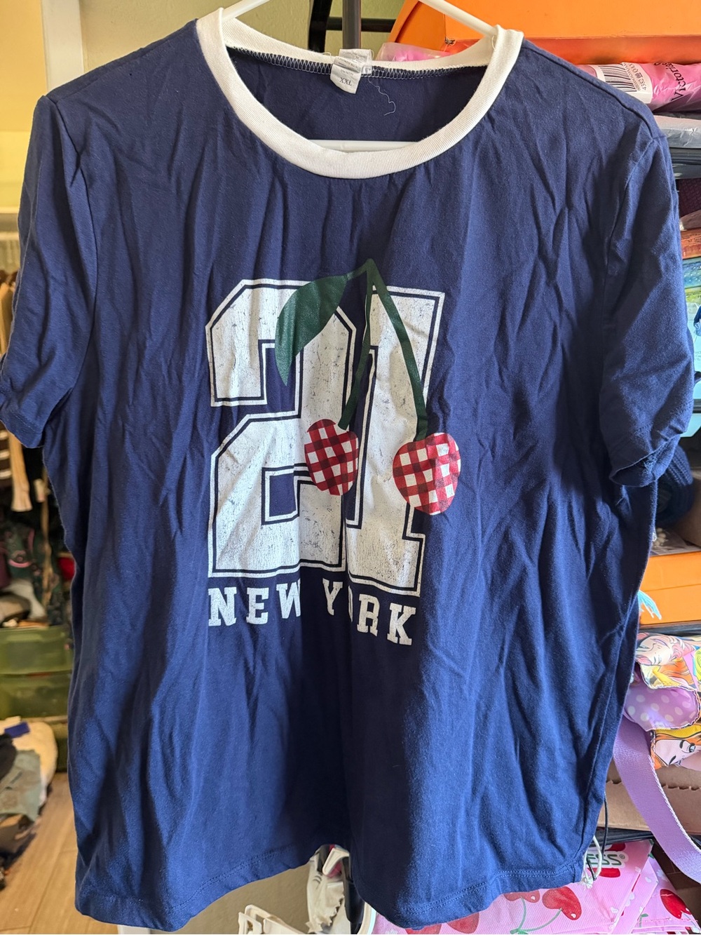 T-shirt 21 New York' Women Graphic Tee with Cherry Detail size XXL fits L/XL